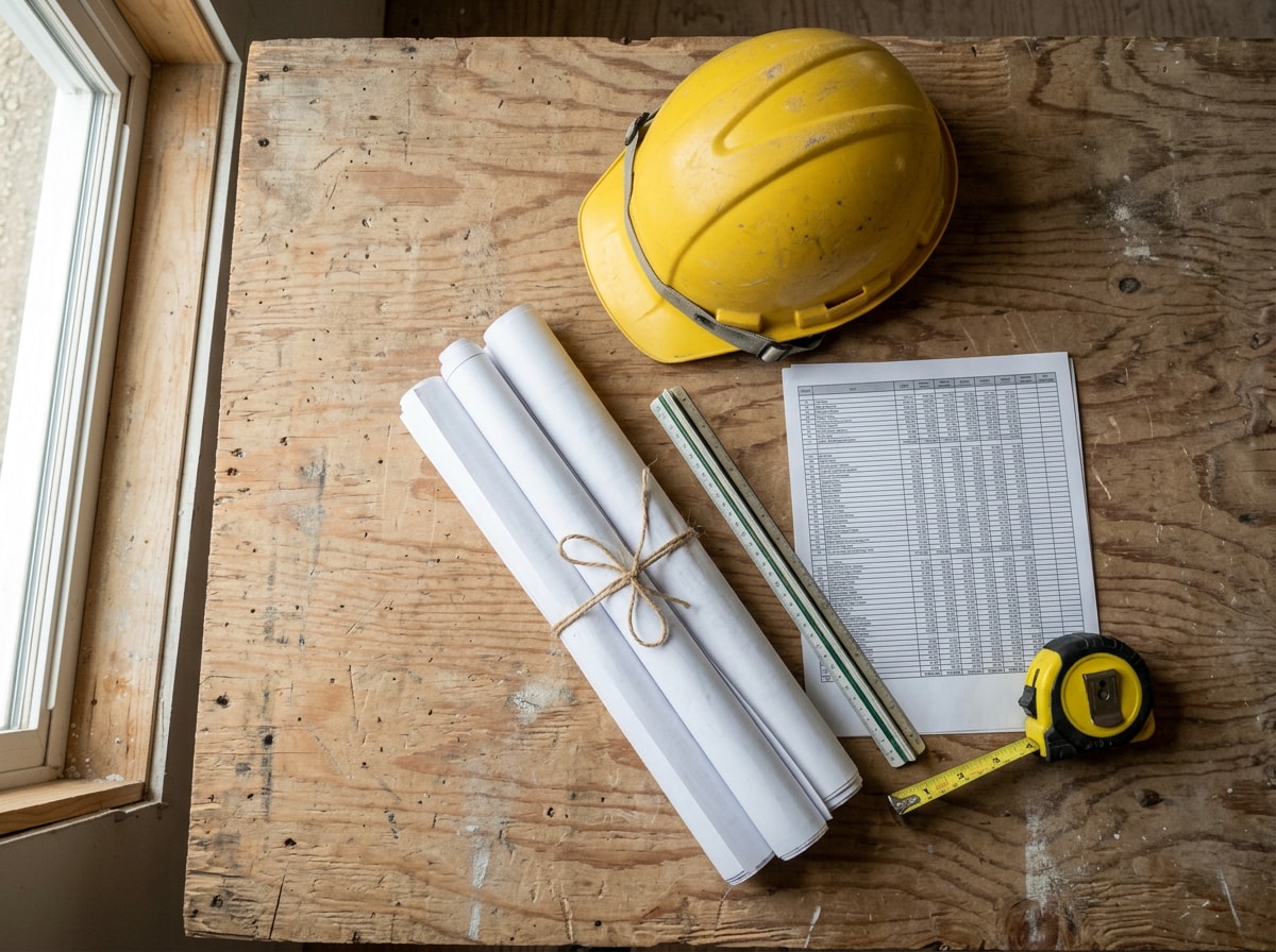 Side by side comparison of design-build and design-bid-build project delivery documents on a jobsite table