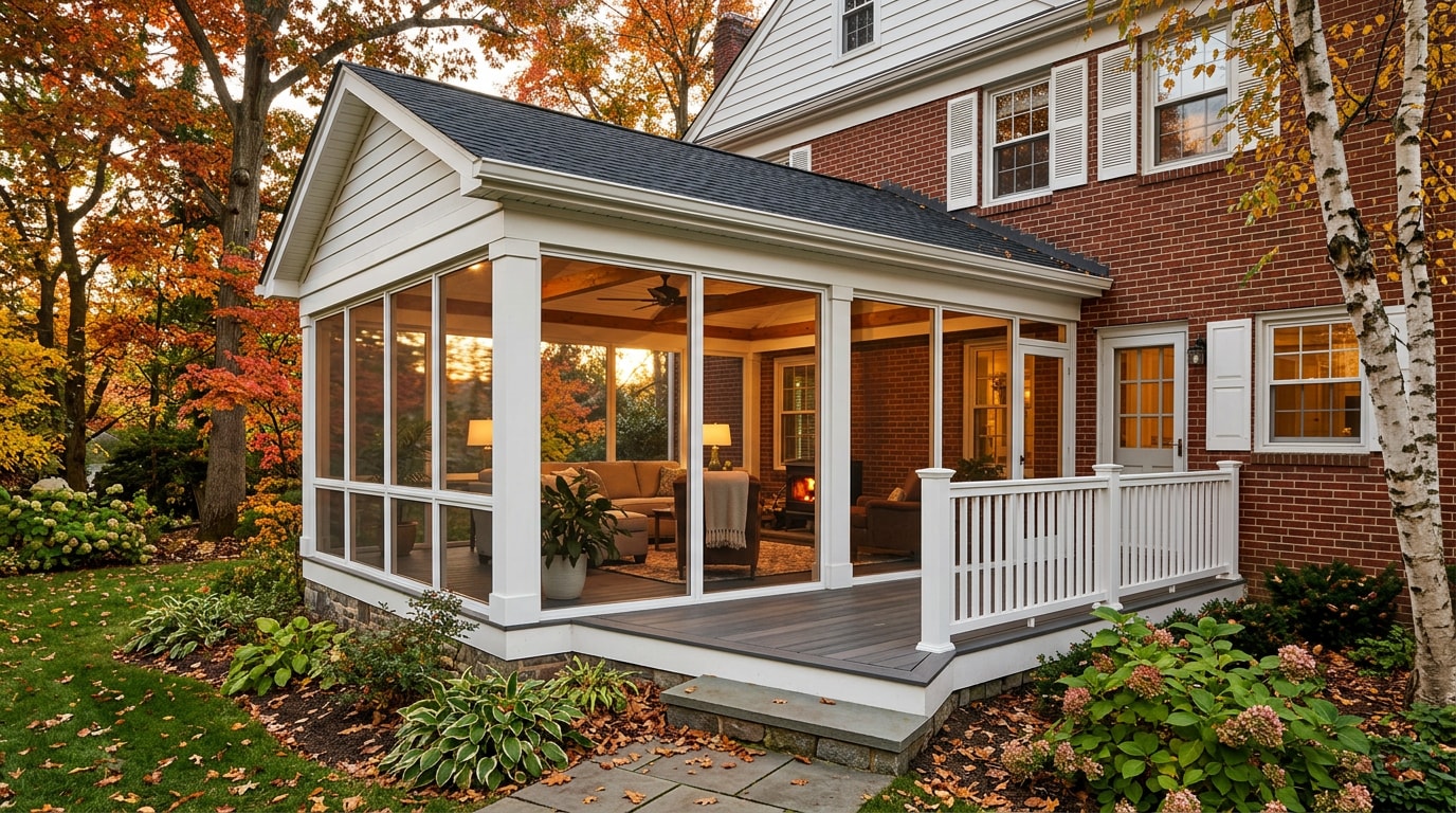 Finished enclosed porch addition on a New Jersey home Finished enclosed porch addition on a New Jersey home
