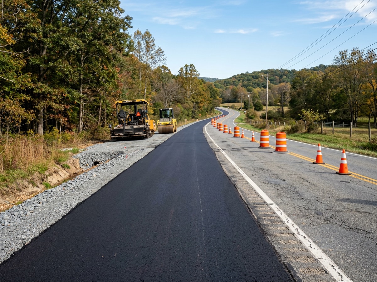 Roadway widening and paving work on a Virginia transportation infrastructure project