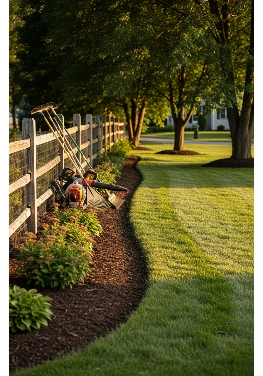 Professional grounds maintenance work on a large Branchburg rural property.