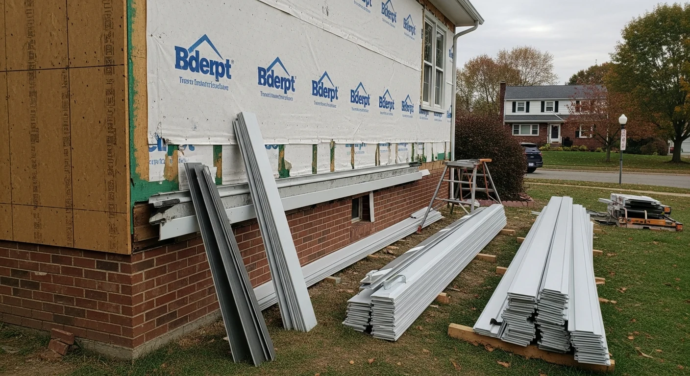 Freshly installed exterior siding on a two-story residential home in Bridgewater, NJ, with clean panel lines, finished trim around windows, and a weather-resistant barrier visible at the corner detail. The completed exterior reflects a full siding replacement typical of home improvement work in Somerset County.